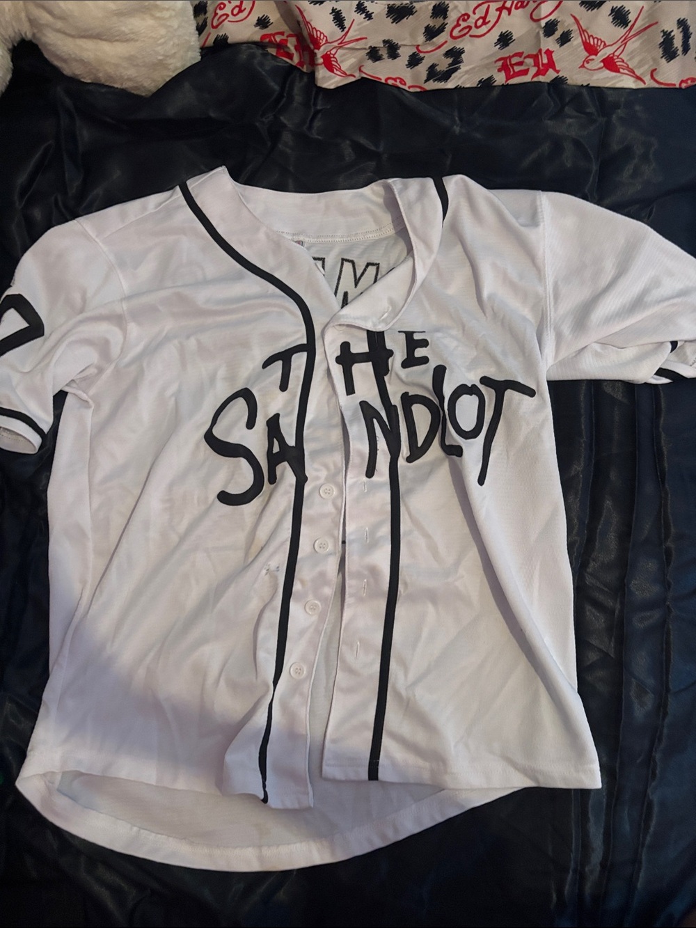 The Sandlot White Kids Baseball Jersey with Black Trim